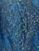 Beaded sequin lace fabric close-up in blue
