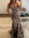 Beaded Sweetheart Mermaid Corset Prom Dress with Leopard Print