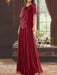 Burgundy mother of the bride beaded chiffon two-piece floor-length dress