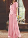 Candy Pink mother of the bride beaded chiffon two-piece floor-length dress