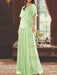 Celadon mother of the bride beaded chiffon two-piece floor-length dress
