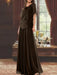 Chocolate mother of the bride beaded chiffon two-piece floor-length dress