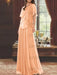 Coral mother of the bride beaded chiffon two-piece floor-length dress