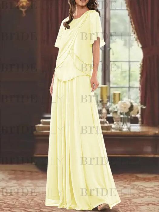 Daffodil mother of the bride beaded chiffon two-piece floor-length dress