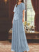 Dusty Blue mother of the bride beaded chiffon two-piece floor-length dress