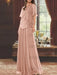 Dusty Rose mother of the bride beaded chiffon two-piece floor-length dress