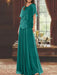 Emerald Green mother of the bride beaded chiffon two-piece floor-length dress