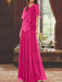 Fuchsia mother of the bride beaded chiffon two-piece floor-length dress