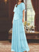 Light Blue mother of the bride beaded chiffon two-piece floor-length dress