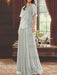 Mist green beaded chiffon overtop with a matching skirt