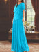 Ocean Blue mother of the bride beaded chiffon two-piece floor-length dress