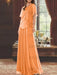 Orange mother of the bride beaded chiffon two-piece floor-length dress