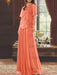 Papaya mother of the bride beaded chiffon two-piece floor-length dress