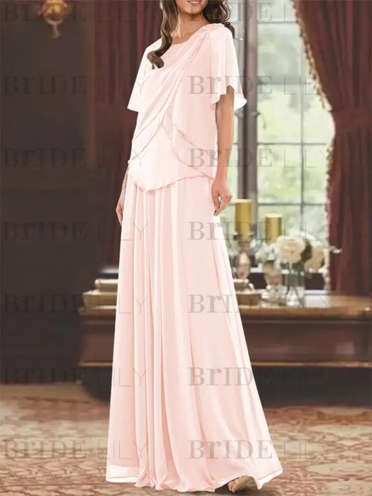 Petal mother of the bride beaded chiffon two-piece floor-length dress