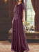 Plum mother of the bride beaded chiffon two-piece floor-length dress