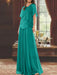 Pool mother of the bride beaded chiffon two-piece floor-length dress