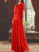 Red mother of the bride beaded chiffon two-piece floor-length dress