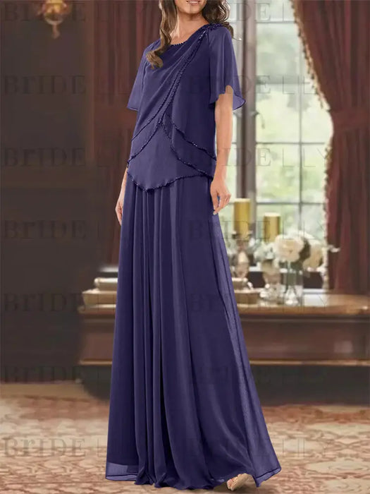 Regency mother of the bride beaded chiffon two-piece floor-length dress