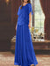 Royal Blue mother of the bride beaded chiffon two-piece floor-length dress