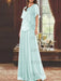 Sky Blue mother of the bride beaded chiffon two-piece floor-length dress