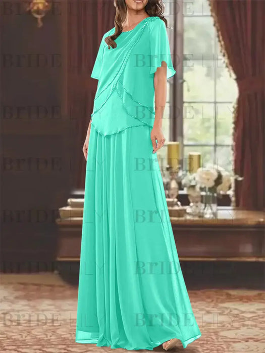 Spa mother of the bride beaded chiffon two-piece floor-length dress
