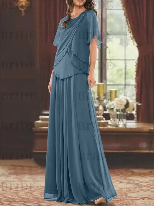 Stormy mother of the bride beaded chiffon two-piece floor-length dress