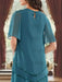 Close-up of the teal chiffon back with a keyhole opening