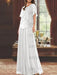 White mother of the bride beaded chiffon two-piece floor-length dress
