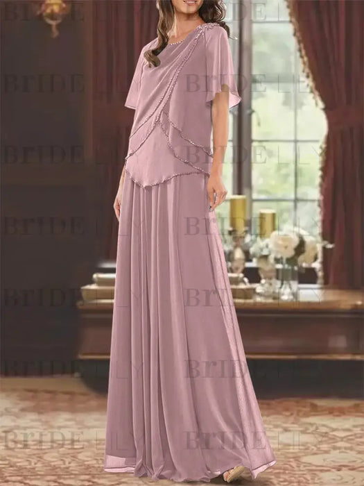 Wisteria mother of the bride beaded chiffon two-piece floor-length dress