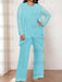 Plus size aqua chiffon pantsuit with a beaded tunic and jacket