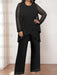 Plus size black chiffon pantsuit with a beaded tunic and jacket