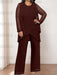 Plus size chocolate chiffon pantsuit with a beaded tunic