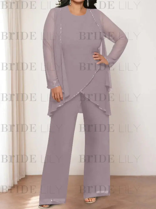 Dusk plus size chiffon mother of the bride pantsuit with jacket