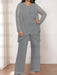 Plus size grey chiffon pantsuit with a beaded tunic and jacket