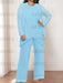 Light Blue plus size chiffon mother of the bride pantsuit with jacket