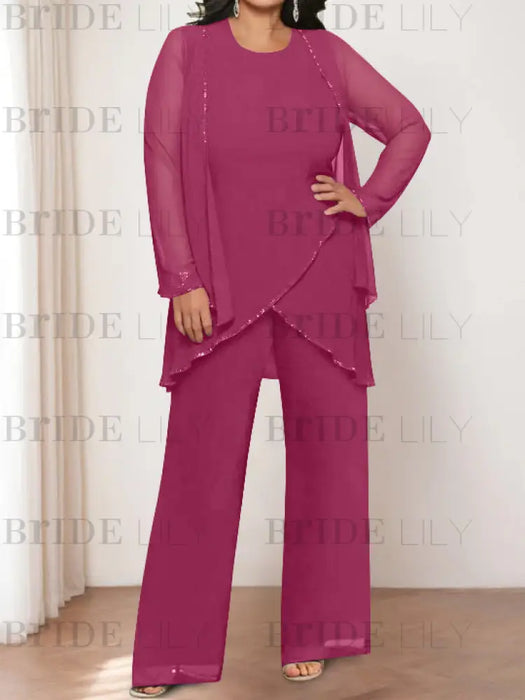Orchid plus size chiffon mother of the bride pantsuit with jacket
