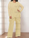 Plus size pale yellow chiffon pantsuit with a beaded tunic