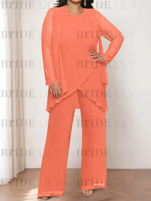 Papaya plus size chiffon mother of the bride pantsuit with jacket