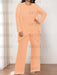 Plus size peach chiffon pantsuit with a beaded tunic and jacket