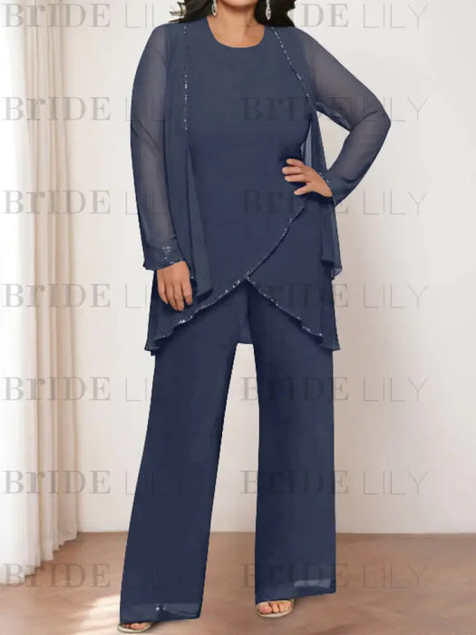 Stormy plus size chiffon mother of the bride pantsuit with jacket