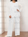White plus size chiffon mother of the bride pantsuit with jacket
