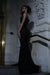 Strapless Beadings Mermaid Prom Dress Black with Tassels