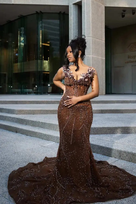 Stunning Mermaid Prom Dress Beading Sleeveless with Tassels