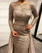 Beadings mermaid Evening Dress Long Sleeves with Satin Detachable Train - Prom Dresses