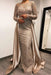 Beadings mermaid Evening Dress Long Sleeves with Satin Detachable Train - Prom Dresses