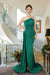 Beautiful Green One Shoulder Sleeveless Prom Dress with Slit