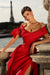 Beautiful Off-the-Shoulder High-Split Ruched Satin A-Line Flower Prom Dress