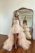 Light Champagne Beautiful Prom Dress with Sleeveless Gown Tulle Train