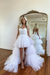 Beautiful White Prom Dress with Sleeveless Gown Tulle Train