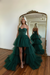 Beautiful Dark Green Prom Dress with Sleeveless Gown Tulle Train